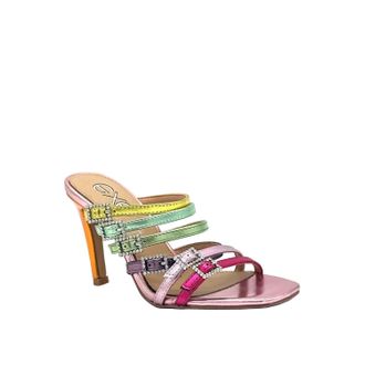 Ex&eacute; Womens Victoria Strap Crystal Buckle Heels In Multi