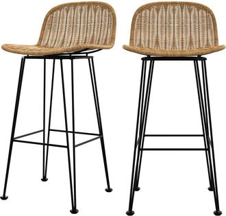 Rendez-Vous Déco Rendez-vous Déco - Set de 2 sillas de bar de resina tejida marrón 76 cm - Jigani