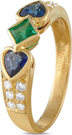 Luxury Bazaar 18K yellow gold band multi-stone ring - Goud