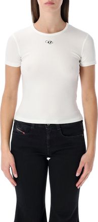 Diesel Slim-fit Stretch Cotton T-shirt With Metallic Oval D Logo