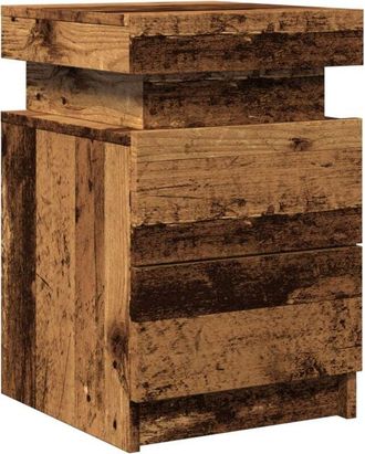vidaXL Vidaxl - Mesita de noche con led madera ingeniería envejecida 35x39x55cm