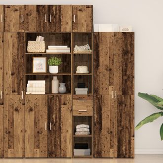 Berkfield Home Slim Storage Cabinet Old Wood 30x42.5x225 cm Engineered Wood in Brown