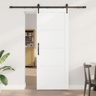 Berkfield Home Sliding Door with Hardware Set White 83x211 cm Solid Wood Pine
