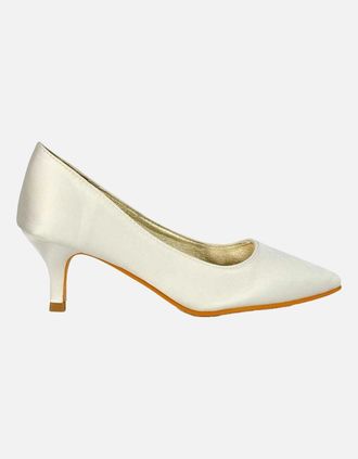 XY London Womens XY London Womens/Ladies Gwyneth Pointed Mid Stiletto Kitten Court Shoes - Cream - Size: 5