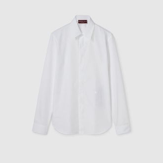 Gucci Piece Dyed Poplin Shirt, Size 15++, White, Ready-to-wear