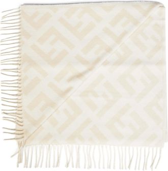 Fendi Womens Cashmere Scarf Camelia Ivory Scarfs