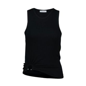 Paco Rabanne Sleeveless Tops, female, Black, Size: XS Tank Top with Signature Piercing