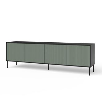 Aquadesign Aparador de 4 puertas en melamina y mdf negro/verde salvia