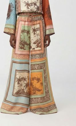 Alemais Pantaloni Alberta Alemais in seta con stampa etnica