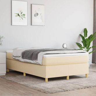 vidaXL Vidaxl - Cama Box Spring Con Colch&oacute;n Tela Color Crema 120x200 Cm