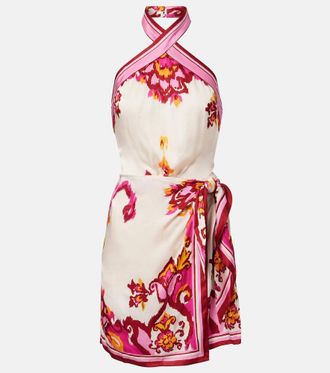 Poupette St Barth Manon printed satin minidress