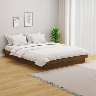 vidaXL Vidaxl - Estructura De Cama Doble Sin Colch&oacute;n Madera Maciza Marr&oacute;n Miel