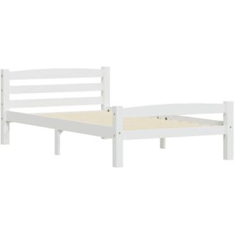 vidaXL Bed Frame without Mattress White Solid Pinewood 90x200 cm Vidaxl