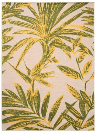 Tapiso Alfombra interior exterior verde amarillo dojas 3d 140 x 200 cm