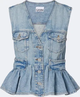Ganni Peplum denim top