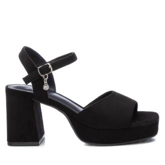 Xti Womens Heeled Suede Sandals With Platform In Black