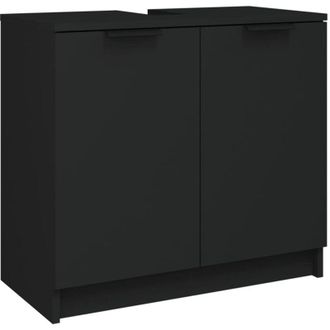 vidaXL Armadietto da Bagno Nero 64,5x33,5x59 cm in Legno Multistrato Vidaxl