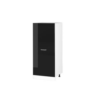 Vicco Mueble Despensa Universal R-line, Negro Brillo Intenso, 60 Cm Con Estantes Abiertos Y Puerta