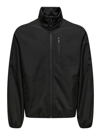 Only & Sons Bomberjacke ONLY & SONS ONSODENSE SOFTSHELL BOMBER JACKET OTW OT, Herren, Gr. XXL, schwarz, Web, Obermaterial: 100% Polyester, unifarben, regular fit,