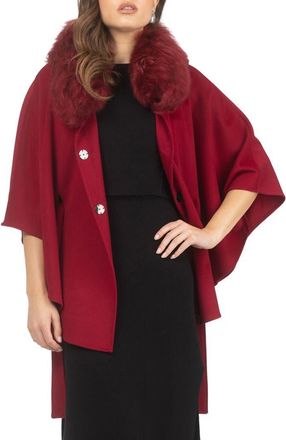 Gorski Wool Belted Cape in Wine at Nordstrom