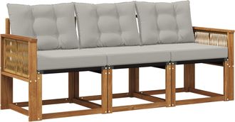 vidaXL Conjunto De Sof&aacute;s De Exterior 3 Uds. Natural Y Gris Claro Vidaxl