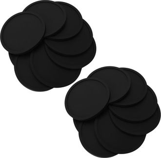 OEM Posavasos De Silicona Negra, Juego De 16 Redondos, Antideslizantes, Suaves, Elegantes Y Duraderos, F&aacute;ciles De Limpiar, Color Negro