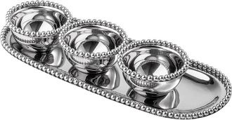 Godinger Set Of 3 Perles Bowls With Tray