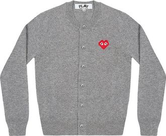 Comme Des Gar&ccedil;ons (WMNS) COMME des GARCONS PLAY Cardigan Invader Emblem Grey AZ-N083-051-2