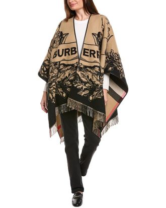 Burberry Reversible Ekd Check Wool Cape