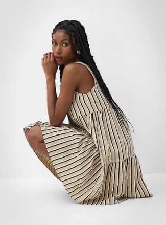 Ichi Womens Pure cotton gauze tiered minidress