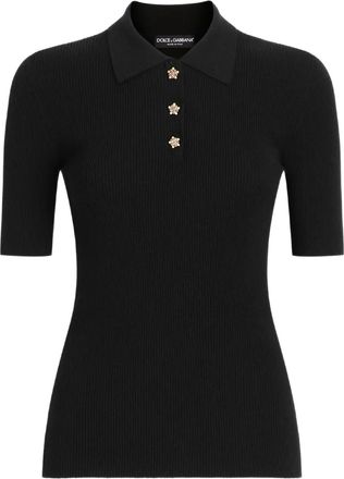 Dolce & Gabbana Geribbelde polotop - Zwart