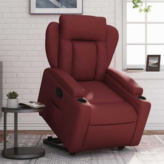 vidaXL Vidaxl - Sill&oacute;n Reclinable Elevable Cuero Artificial Rojo Tinto