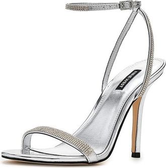 Nine West Stodia Womens Dress Sandals Silver Mirror Metallic : 5.5 M, Faux Leather