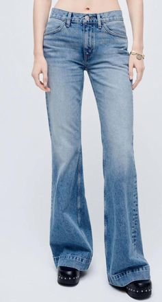 Re/Done 70s Low Rise Bell Bottom Jeans In Lake Blue