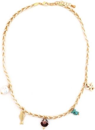 Panacea Shells Cultured Pearl Charm Necklace in Ivory at Nordstrom