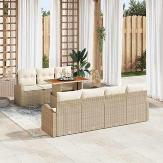 vidaXL Conjunto De Sof&aacute; De Jard&iacute;n 8 Pcs Beige Y Crema 100 X 55 X 73 Cm Vidaxl