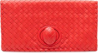 Bottega Veneta Pre-owned Womens Nappa Intrecciato Turn Lock Clutch - Orange Leather - One Size