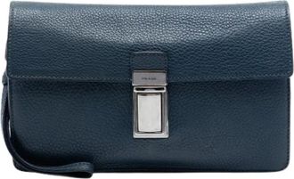 Prada Pre-owned Vintage Clutch - Dames - Vintage Clutch - Blauw - ONE Size - Leer - Vintage