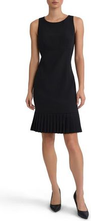 Kasper Pleated Sleeveless Sheath Dress in Black at Nordstrom, Size 14