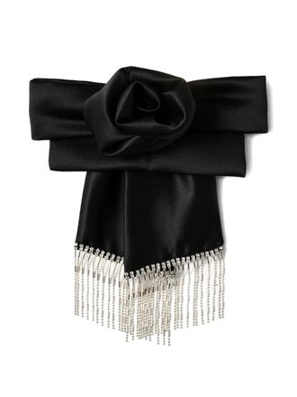 Anouki fringed bow hair accessory - women - Fabric - One Size - Black