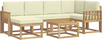 vidaXL Conjunto De Sof&aacute;s De Exterior 7 Uds. Blanco Y Crema Vidaxl