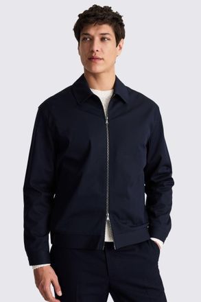 Moss Navy Cotton Harrington Jacket