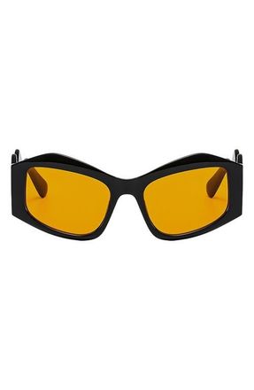 Fifth and Ninth Jade 53mm Polarized Rectangular Sunglasses in Black /Orange at Nordstrom