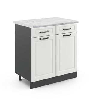 Vicco Mueble Bajo De Cocina R-line, Blanco Casa De Campo, 80 Cm, Et M&aacute;rmol