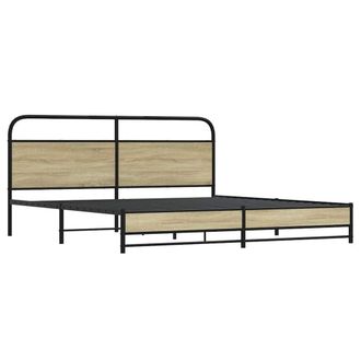 Berkfield Home Metal Bed Frame without Mattress Sonoma Oak 200x200 cm in Light Brown