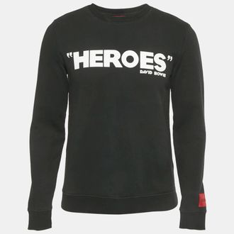HUGO BOSS Black Printed Cotton Deroes Sweatshirt S