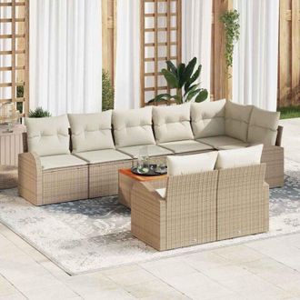 vidaXL Conjunto De Sof&aacute; De Jard&iacute;n 9 Pcs Beige Polirat&aacute;n Vidaxl