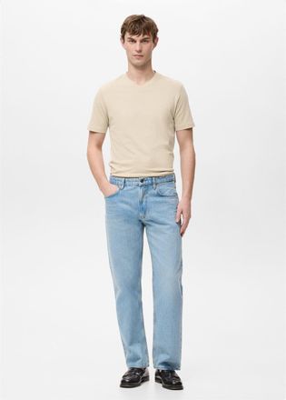 Mango Maglietta 100% cotone collo a V slim-fit beige - Uomo - XXL - MANGO MAN