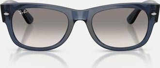 Ray-Ban Mega Wayfarer II - Occhiali da sole squadrati color blu scuro trasparente con lenti grigie