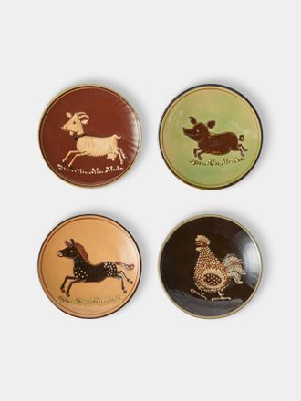Poterie d'&Eacute;vires Animals Hand-Painted Ceramic Plates - 5.5in/14cm (Set of 4)